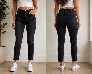 BDG Urban Outfitters High Rise Skinny Jeans Black Raw Hem Stretch Size 26